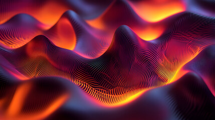 Abstract Wavy Surface with Gradient Colors and Fine Lines