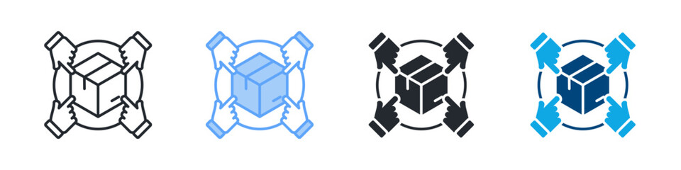 Collaboration Icon Set Multiple Style. Design In Outline, Blue, Glyph, Dualtone