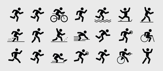 Collection of Simple Pictograms Representing Various Sports and Activities
