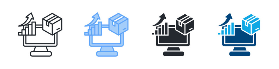Monitoring Icon Set Multiple Style. Design In Outline, Blue, Glyph, Dualtone
