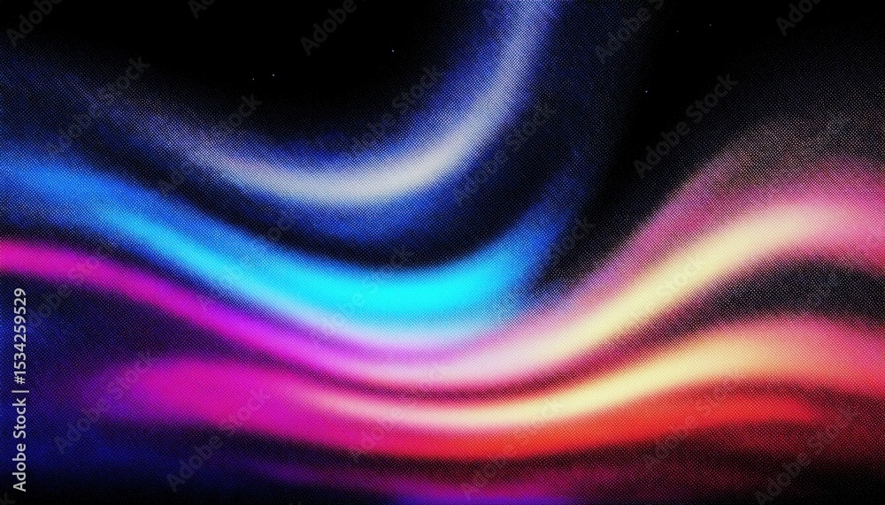 Poster vibrant neon color wave on black background for modern web design, abstract print, or digital brandi