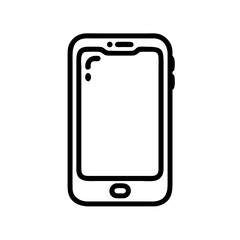 Minimalist Smartphone Icon in Silhouette Line Style on White Background – Flat Mobile Device Illustration for Apps, UI, and Technology Interfaces