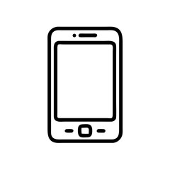 Minimalist Smartphone Icon in Silhouette Line Style on White Background – Flat Mobile Device Illustration for Apps, UI, and Technology Interfaces