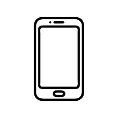 Minimalist Smartphone Icon in Silhouette Line Style on White Background – Flat Mobile Device Illustration for Apps, UI, and Technology Interfaces