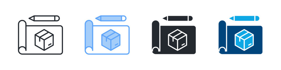 Prototype Icon Set Multiple Style. Design In Outline, Blue, Glyph, Dualtone