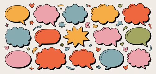 Collection of Colorful Hand Drawn Speech Bubbles