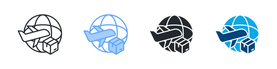 Global Delivery Icon Set Multiple Style. Design In Outline, Blue, Glyph, Dualtone