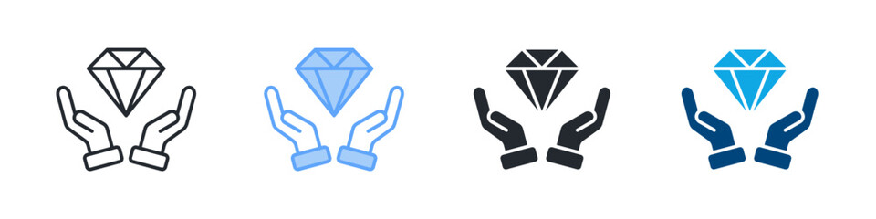 Value Icon Set Multiple Style. Design In Outline, Blue, Glyph, Dualtone