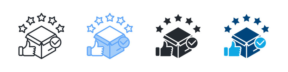 Review Icon Set Multiple Style. Design In Outline, Blue, Glyph, Dualtone