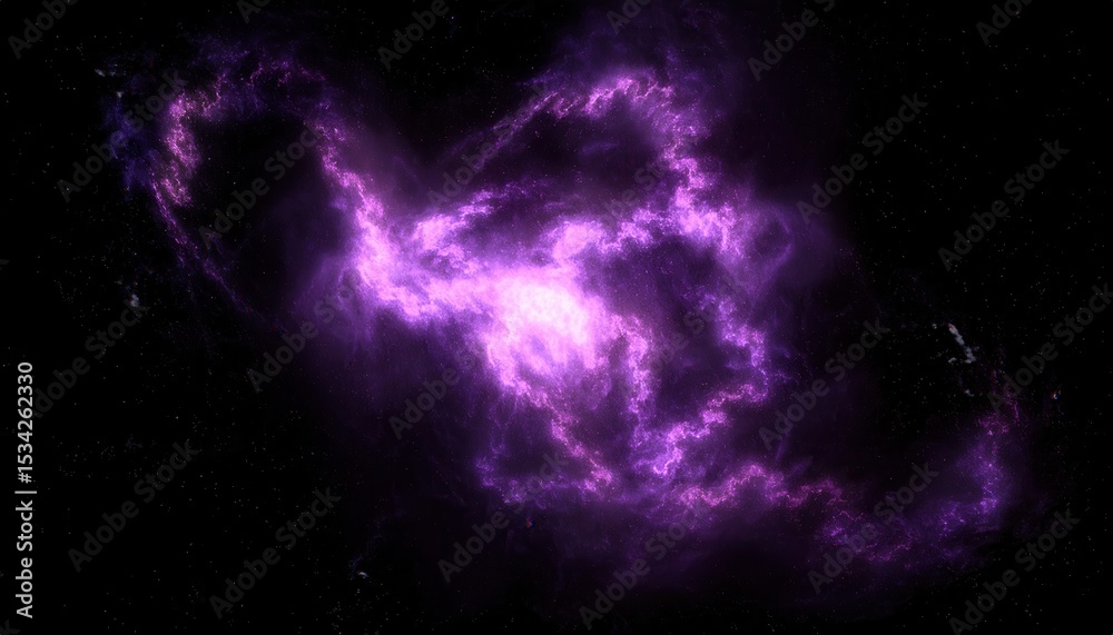 Poster vivid violet cosmic nebula burst with electric plasma trails in deep space for web background, sci-f