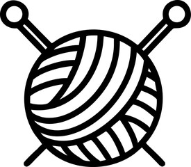 Yarn ball and knitting needles silhouette icon

