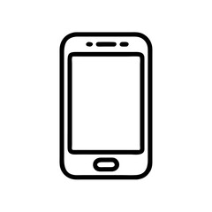 Minimalist Smartphone Icon in Silhouette Line Style on White Background – Flat Mobile Device Illustration for Apps, UI, and Technology Interfaces