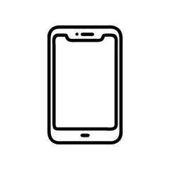 Minimalist Smartphone Icon in Silhouette Line Style on White Background – Flat Mobile Device Illustration for Apps, UI, and Technology Interfaces