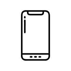 Minimalist Smartphone Icon in Silhouette Line Style on White Background – Flat Mobile Device Illustration for Apps, UI, and Technology Interfaces