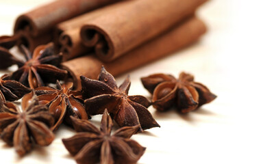 Cinnamon sticks isolated on white background.