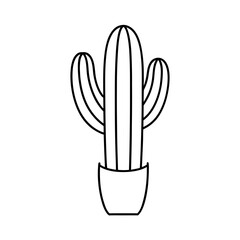 Line art of a cactus pot vector illustration