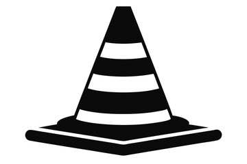 Black Traffic Cone with White Stripes Simple Vector Icon Illustration Design