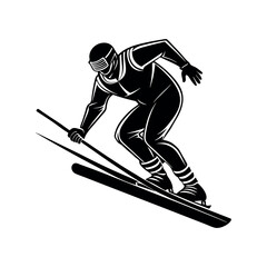 Obraz premium Ski Jumper Silhouette Vector – Action Sports Clipart for Cold Weather Themes