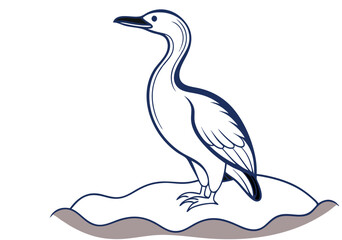 Fototapeta premium Cormorant Bird Vector Line Drawing for Design