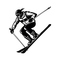 Ski Jumper Silhouette Vector – Action Sports Clipart for Cold Weather Themes