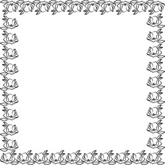 Magnolia flower frame. Flourish blossom elements graphic template. Cute magnolia flower empty frame