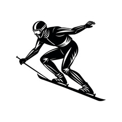 Ski Jumper Silhouette Vector – Action Sports Clipart for Cold Weather Themes