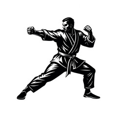 Naklejka premium Vector Black Judo Silhouette Throwing Technique Illustration for Self-Defense Art Design