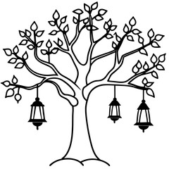 Magical Night Tree Vector