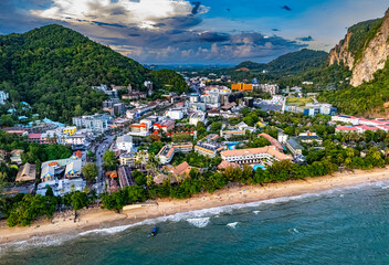 Naklejka na ściany i meble Aerial view of Ao Nang, Krabi, Thailand