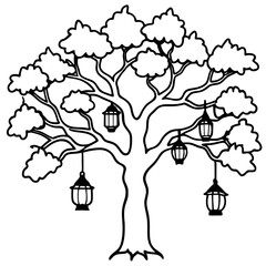 Magical Night Tree Vector