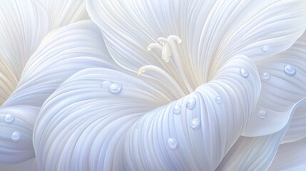 Delicate Floral Composition: Close-Up of White Lily Petals and Water Droplets