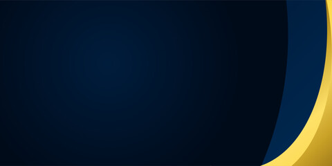 Abstract luxury background with dark blue and shiny gold curved lines, ideal for premium design, events