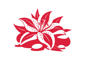 Stargazer Lily Hand Drawn Flat Illustration Vector Isolated by AZ for Books, Arts, Design and Decoration Graphic Asset