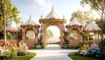 Fototapeta premium Enchanting Rose Garden Archway Entrance to a Magical Place.