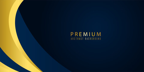Obraz premium Modern abstract background with smooth blue and gold curved shapes, perfect for luxury, business
