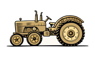 Obraz premium vector vintage style Tractor Clipart Farm Machinery Silhouette for Harvest and Field Work