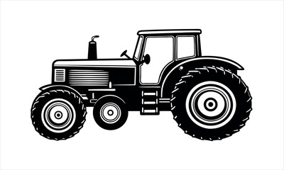 vector vintage style Tractor Clipart Farm Machinery Silhouette for Harvest and Field Work
