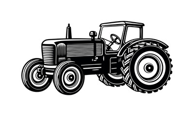 vector vintage style Tractor Clipart Farm Machinery Silhouette for Harvest and Field Work