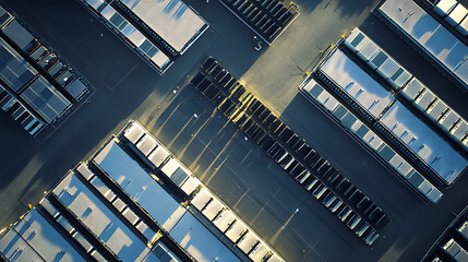 Aerial View of Organized Truck Parking Lot