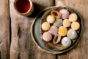 Traditional Japanese Mochi Sweets with Tea