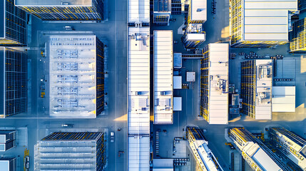 Aerial View of Industrial Complex with Symmetrical Layout