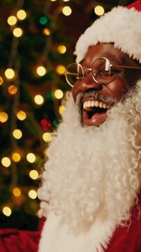 4K Video of an African American Santa with a Big Smile