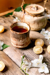 Traditional Tea Ceremony Ceramic Cup Setup