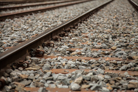 Railway, train tracks and gravel