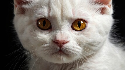 Close-up of a white kitten's face.