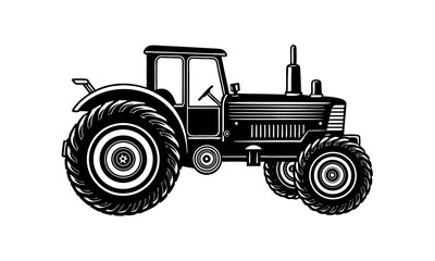 vector vintage style Tractor Clipart Farm Machinery Silhouette for Harvest and Field Work