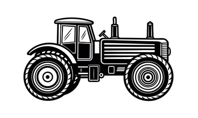 vector vintage style Tractor Clipart Farm Machinery Silhouette for Harvest and Field Work