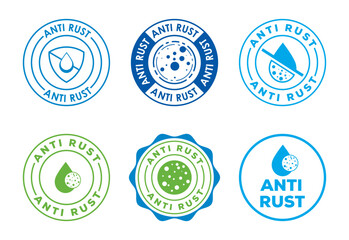 Anti rust icons set design. Anti oxidation sign, Rust resistant symbol