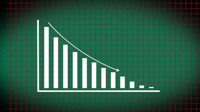Down arrow line business graph or finance concept icon. Finance, Business Info graphic line animation 4K video.