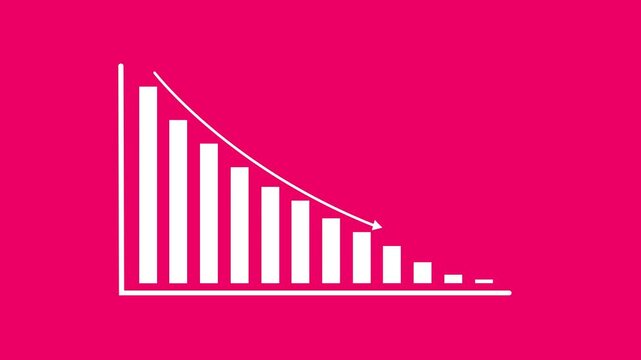 Down arrow line business graph  or finance concept icon. Finance, Business Info graphic line animation 4K video.